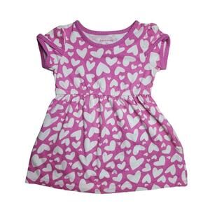 Healthtex Girls Pink Heart Print Short Sleeves Casual Dress Size 24M